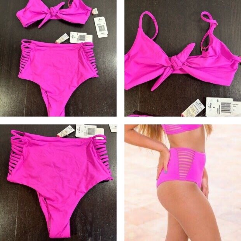 L*Space Bikini Swim Set Flashback Top Harrington Bottom Bright Fuchsia Size S